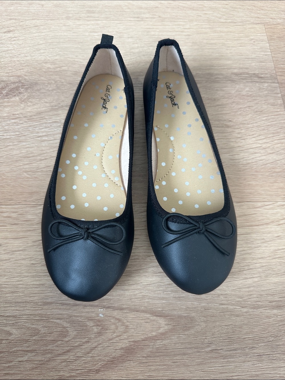 Cat & Jack Girls Black Ballet Flats with Bow Size 1